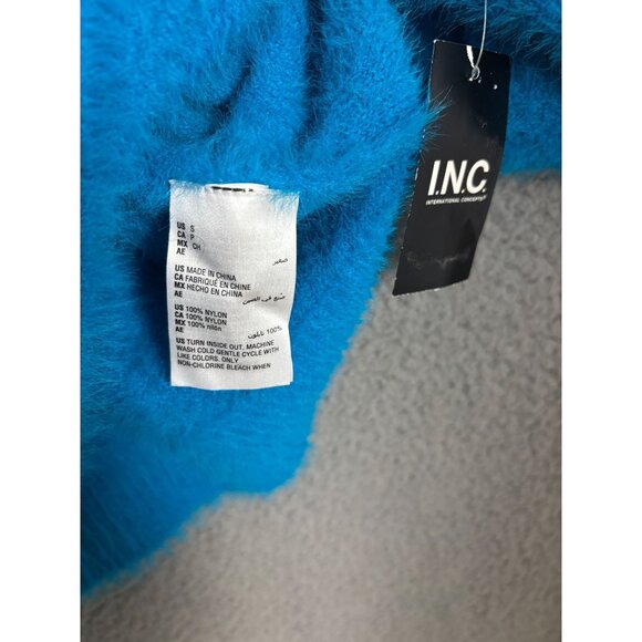 Bright Blue Fluffy I.N.C. Eyelash V-Neck Glam Soft Sweater Size Small NWT's - Picture 7 of 8